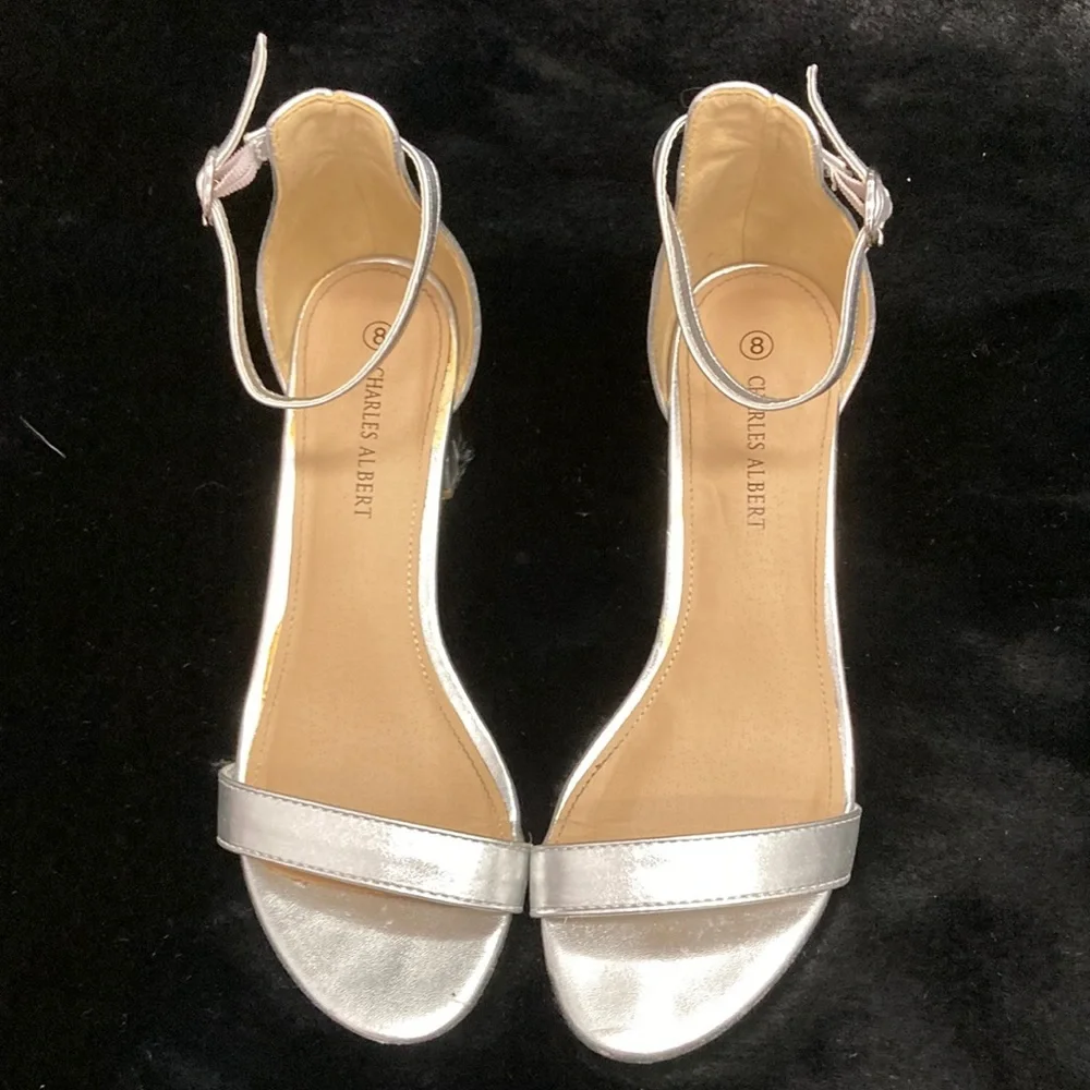Charles Albert Silver Metallic Sandals Size 8